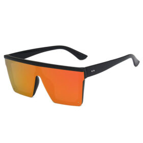 Lunettes de soleil carrées avec monture semi-sans bordure - Verres orange/rouges