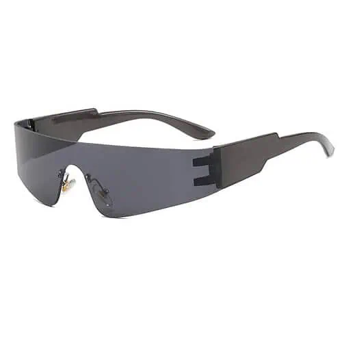 Lunettes de soleil de sport noires avec monture sans contour - Verres noirs
