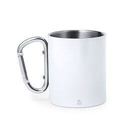 Tasse avec mousqueton 300 ml acier inoxydable blanche