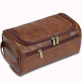 Yucka - Trousse de toilette homme en cuir PU vintage avec crochet - Marron