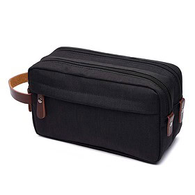 Yucka - Trousse de toilette imperméable en polyester et PU pour homme avec crochet - Noir