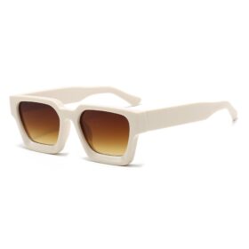 Lunettes de soleil carrées avec monture épaisse - Beige avec verres marron