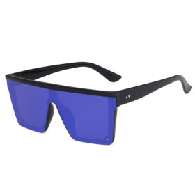 Lunettes de soleil carrées avec monture semi-sans cadre - Verres bleus