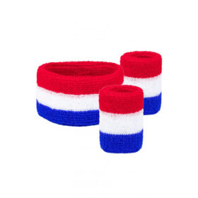 Ensemble de bandeaux anti-transpiration avec bandeau tricolore rouge-blanc-bleu 3 pièces