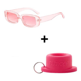 Lunettes de soleil classique monture épaisse + Bouchon de fête universel rose