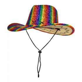Chapeau de cowboy à paillettes Pride arc-en-ciel