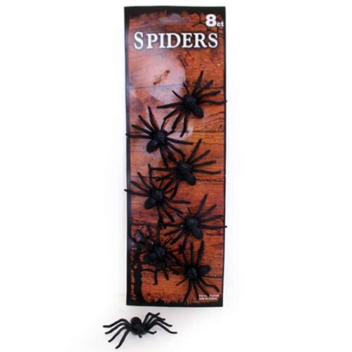 Décoration Halloween araignées noires 8 pièces