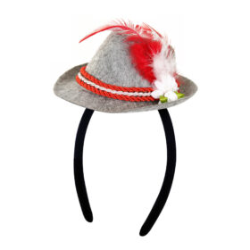 Serre-tête Oktoberfest chapeau tyrolien gris/rouge
