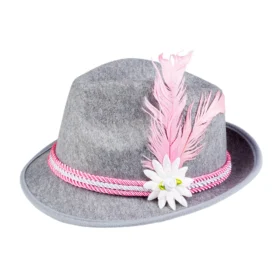 Chapeau tyrolien gris/rose Oktoberfest