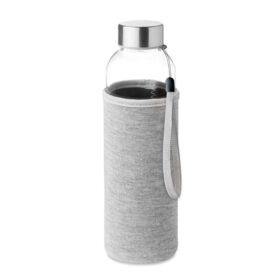 Bouteille en verre avec sangle de transport et housse de protection 500 ml gris