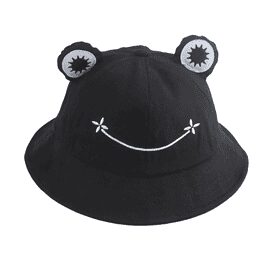 Chapeau de pêcheur grenouille 56-58 cm coton noir