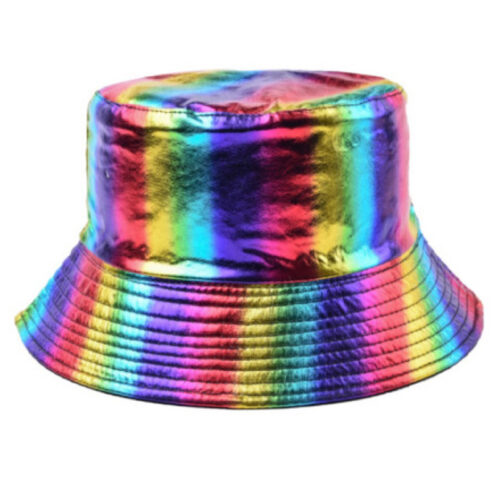 Chapeau bob réversible brillant arc-en-ciel