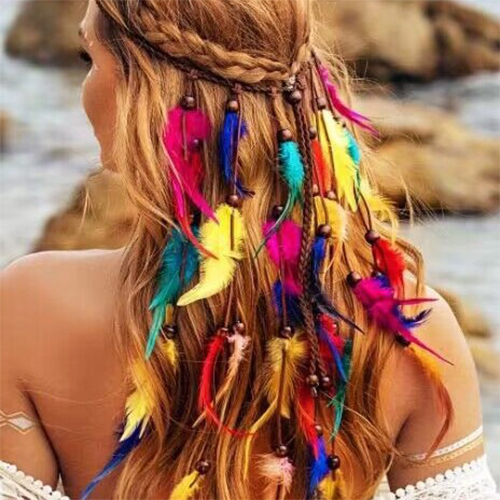Bandeau de plumes arc-en-ciel