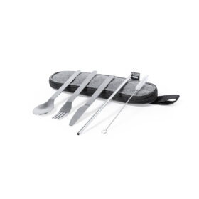 Set de couverts argentée avec étui de rangement RPET 5 pièces