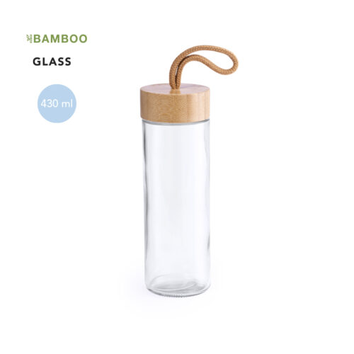 Bouteille élégante en verre et bambou - 430ml