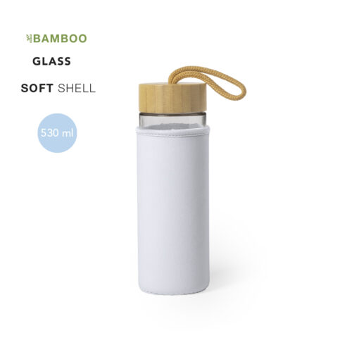 Bouteille élégante avec housse de protection en verre et bambou - 530ml