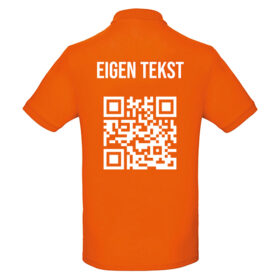 Polo unisexe orange - Texte personnel et code QR