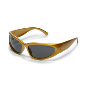 Lunettes de soleil modèle sportif or - Avec verres noirs