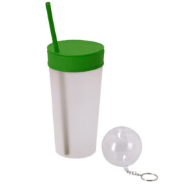 Couvercle de gobelet flexible avec paille et porte-clés - Silicone - Vert