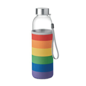 Bouteille en verre avec sangle de transport et housse de protection 500 ml multicolore