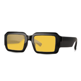 Lunettes de soleil rectangulaires noires - Verres jaunes