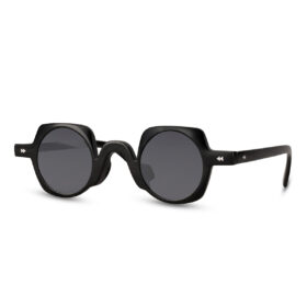 Lunettes de soleil rondes noir brillant - Verres noirs
