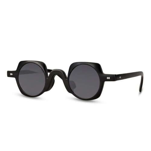 Lunettes de soleil rondes noir brillant - Verres noirs