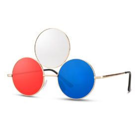 Lunettes de soleil rondes avec 3 verres - Rouge/transparent/bleu