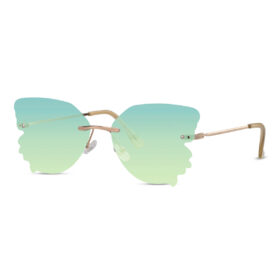 Lunettes de soleil papillon dorées - Verres verts