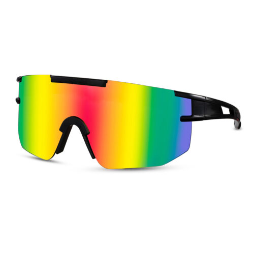Lunettes de sport noires/grises – Verres multicolores