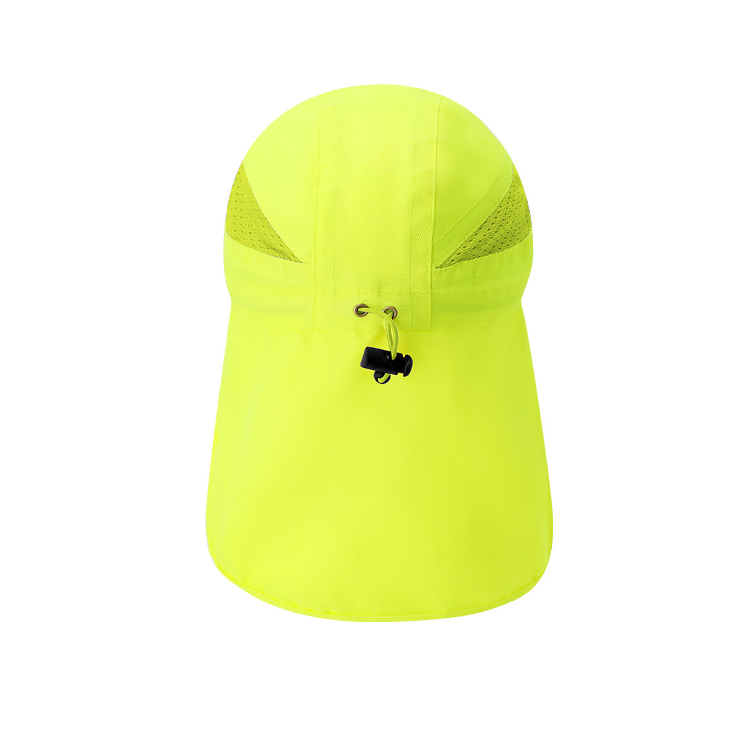 Casquette avec protection de nuque en polyester jaune fluo – Image 3