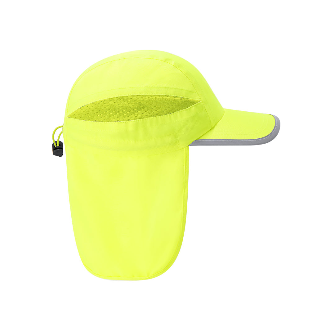 Casquette avec protection de nuque en polyester jaune fluo – Image 2