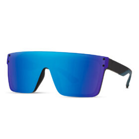 Lunettes de soleil carrées à monture sans cadre - Verres bleus/violets