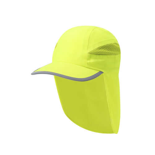 Casquette avec protection de nuque en polyester jaune fluo