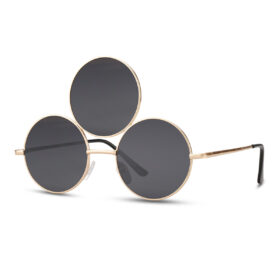Lunettes de soleil rondes avec 3 verres - Noir