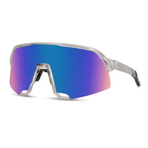 Lunettes de sport transparentes avec monture semi-sans bord - Verres bleus