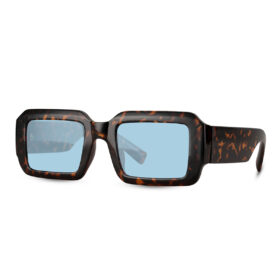 Lunettes de soleil rectangulaires imprimé léopard - Verres bleus