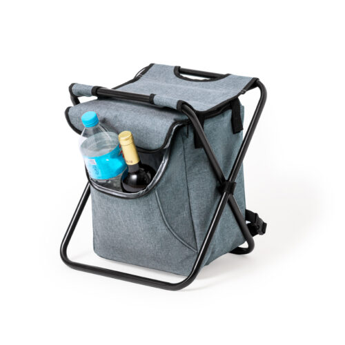 Tabouret pliant avec sac à dos glacière RPET gris