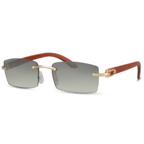 Lunettes de soleil rectangulaires dorées - Verres verts