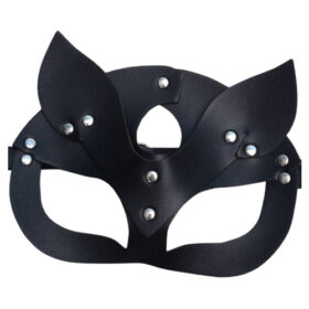Masque de chat avec boucle, simili cuir noir