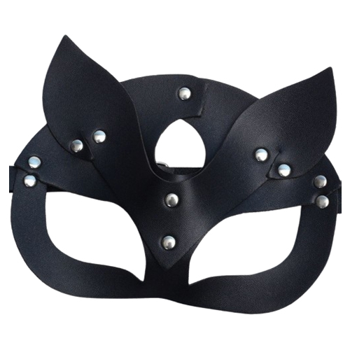 Masque de chat avec boucle, simili cuir noir