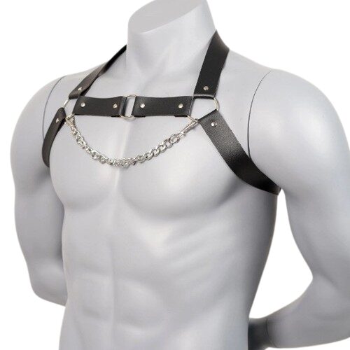 Bodyharness avec chaîne argentée noire
