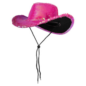 Chapeau de cowboy à paillettes rose