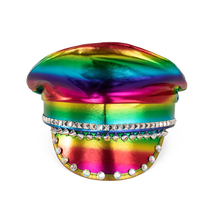 Casquette arc-en-ciel avec strass métalliques – Image 2