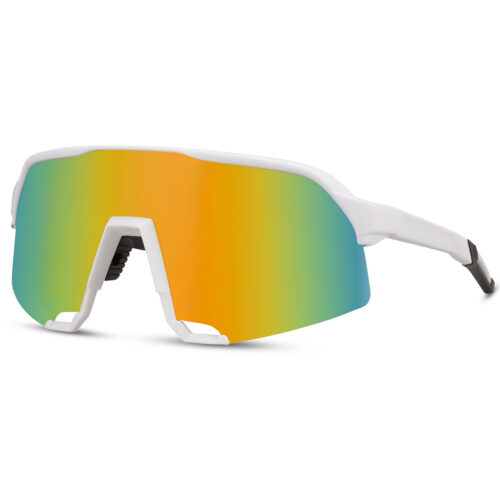 Lunettes de sport blanches avec monture semi-cerclée - Verres multicolores