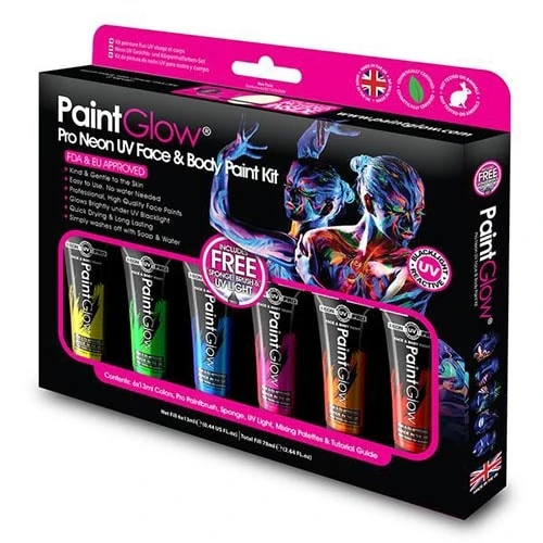 Paintglow | Kit de peinture UV pour visage et corps