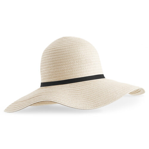 Chapeau de soleil Beechfield taille unique avec bande noire - Naturel