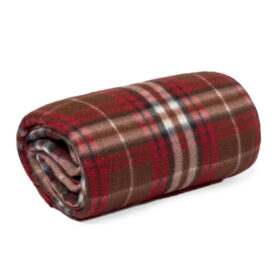 Plaid en polaire RPET à carreaux avec pochette de rangement 150 x 120 cm rouge