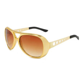 Lunettes de fête Elvis or avec verres bruns