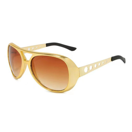 Lunettes de fête Elvis or avec verres bruns
